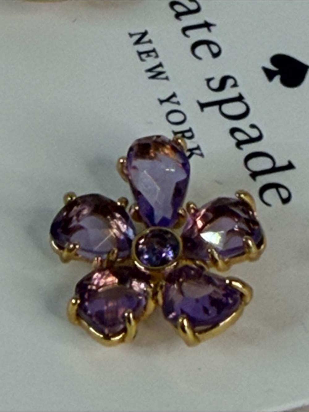 kate spade Purple Petal Crystal Flower Stud Earrings - Picture 3 of 4